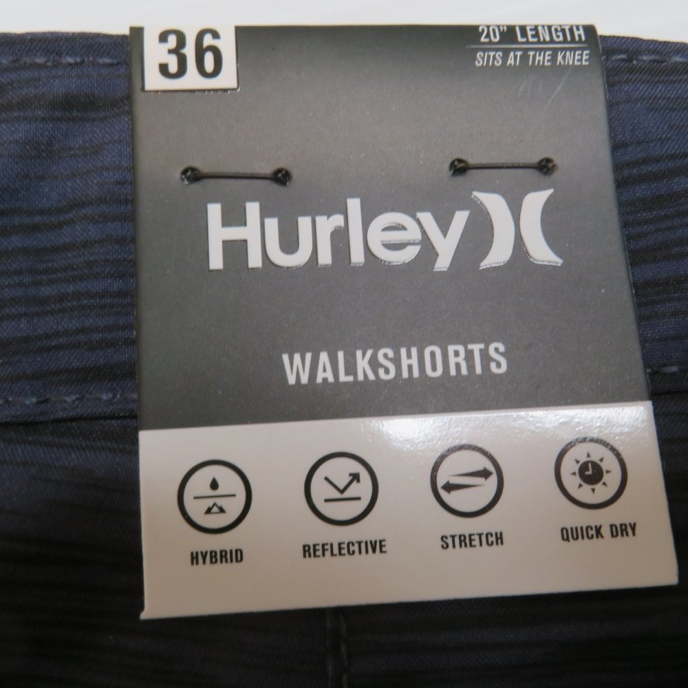 Hurley Mens Hybrid Walking Short Sz 36 Navy Blue Heather Quick Dry New $50 NWT - Picture 9 of 11